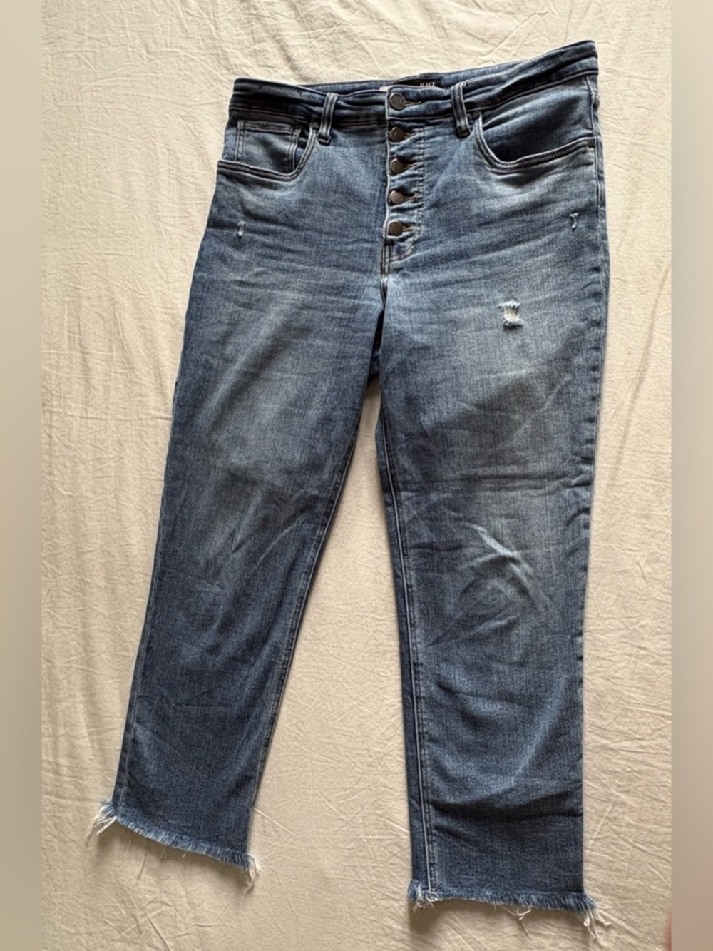 KUT from the Kloth High Rise Button Fly Straight Jeans – Raw Hem – Size 12